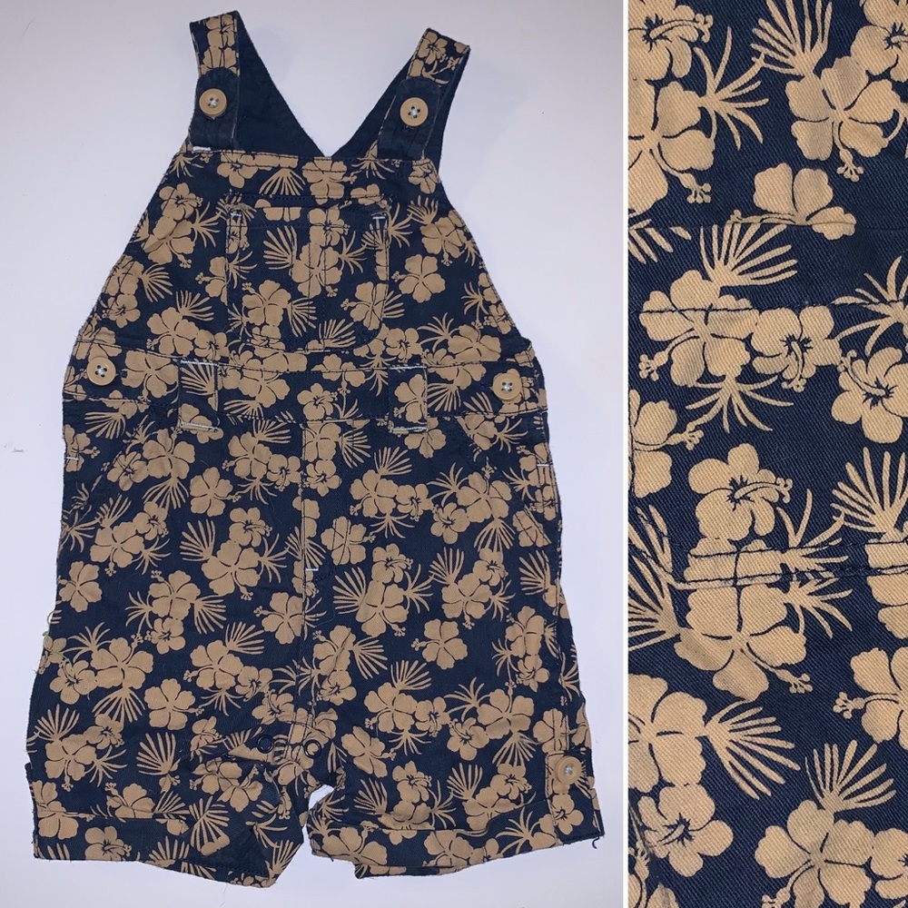 Baby Boy Hawaiian Floral Print Overalls One Piece